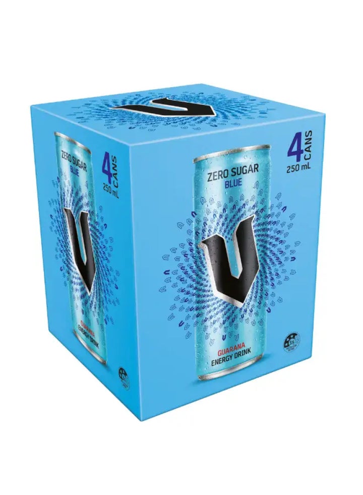 Blue Zero Sugar Guarana Energy Drink 4 x 250ml
